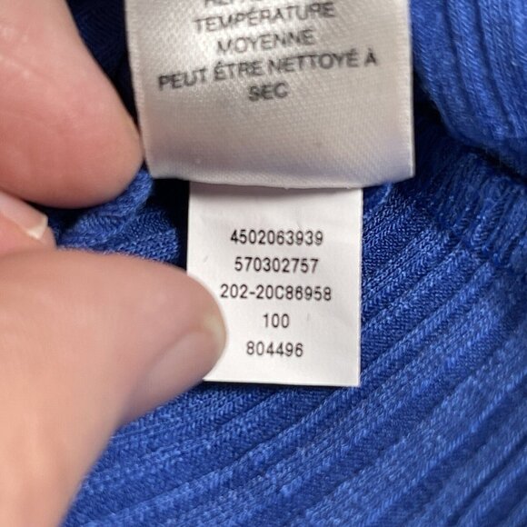 Chico's Top Womens Size 2 / L Blue Pullover Ribbed  3/4 Dolman Sleeve Scoop Neck - Picture 9 of 12